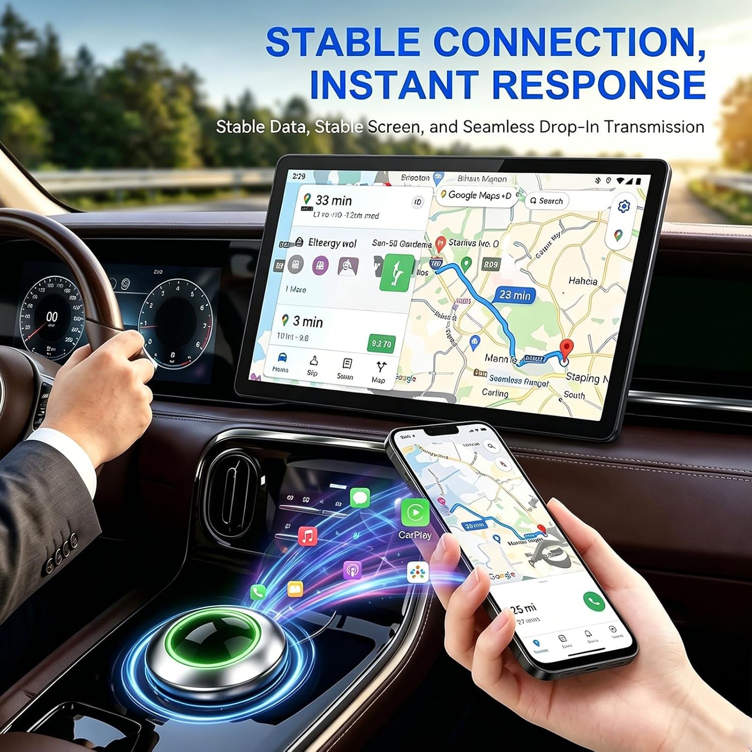 Onward Wireless Carplay Adapter — Plug & Play, No More Cords