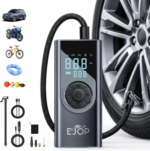 150PSI Tire Inflator Portable Air Compressor, Air Pump for Car Tires with Digital Pressure Gauge, Cordless Pump for Car Motorcycle Bicycle Ball, LED Light, Auto Shut-Off,Dual Display,12V Adapter
