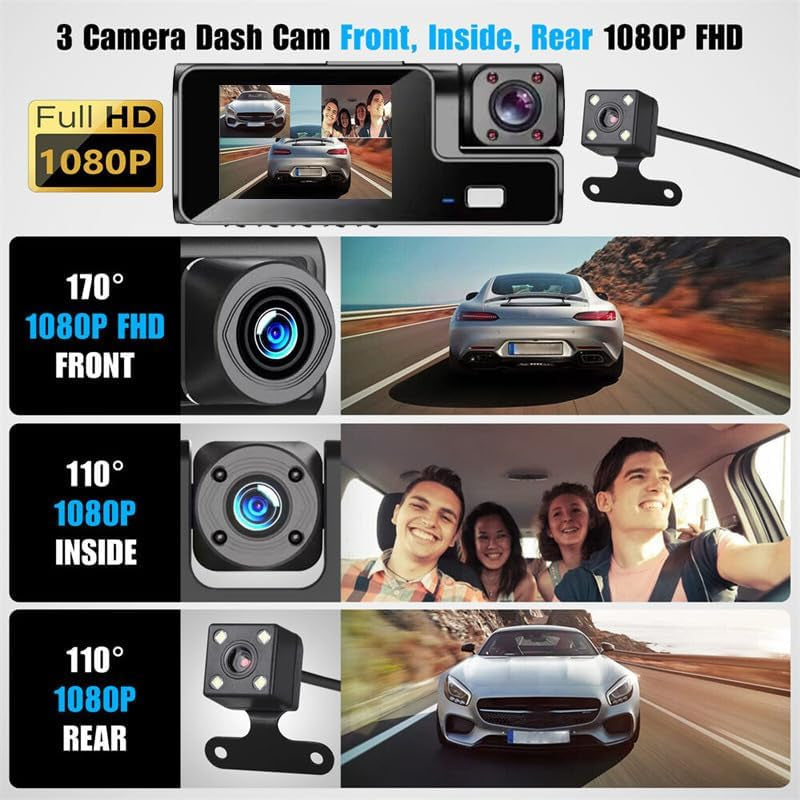 Onward Wifi Dash Cam — Front & Inside, Night Vision, 32GB Included