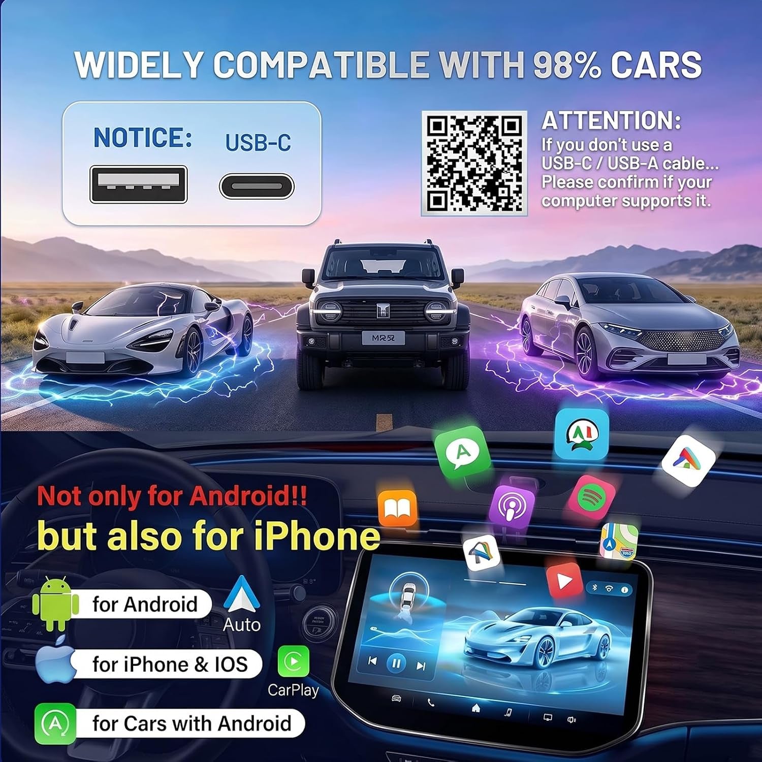 Onward Wireless Carplay Adapter — Plug & Play, No More Cords