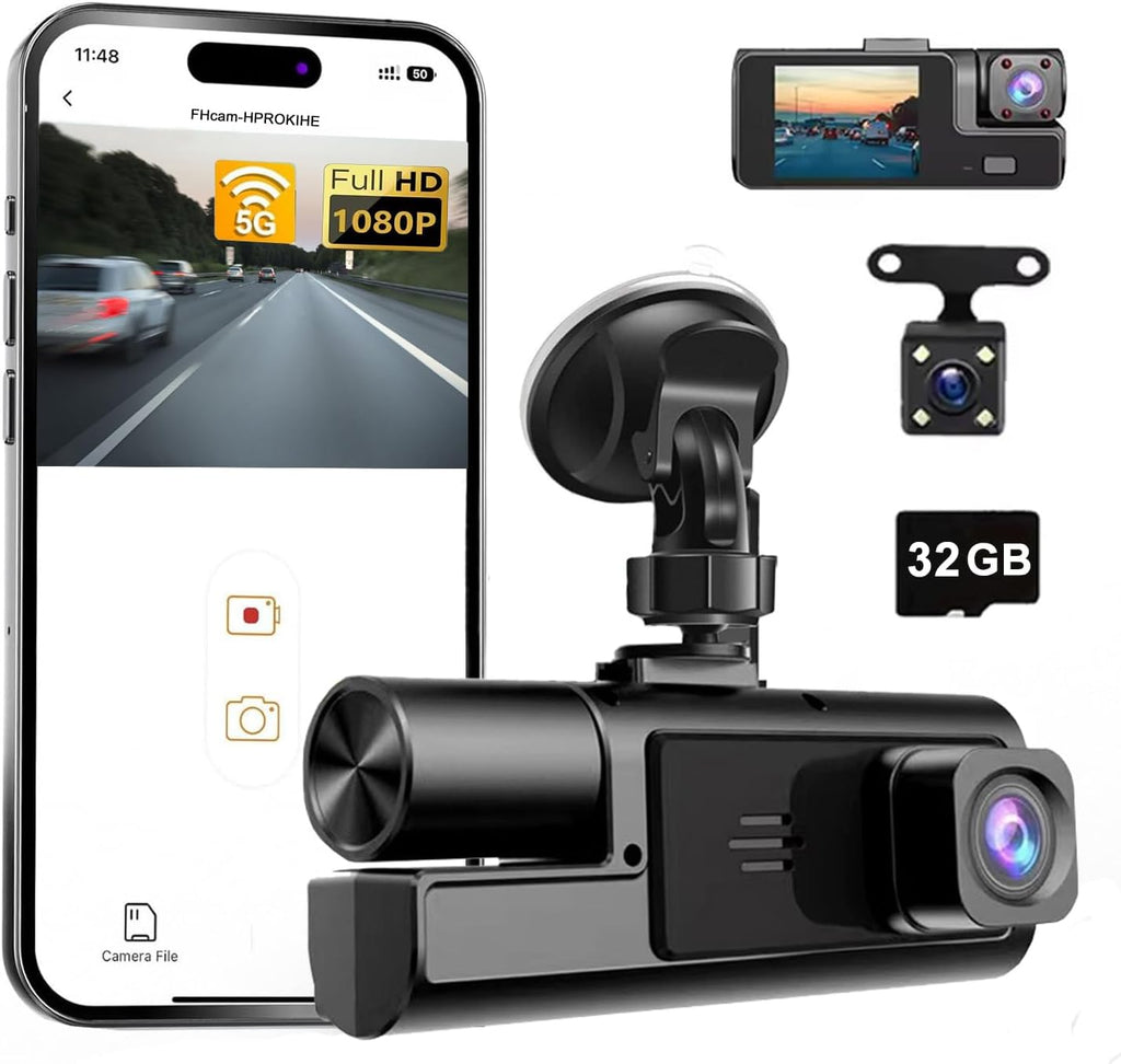 Onward Wifi Dash Cam — Front & Inside, Night Vision, 32GB Included