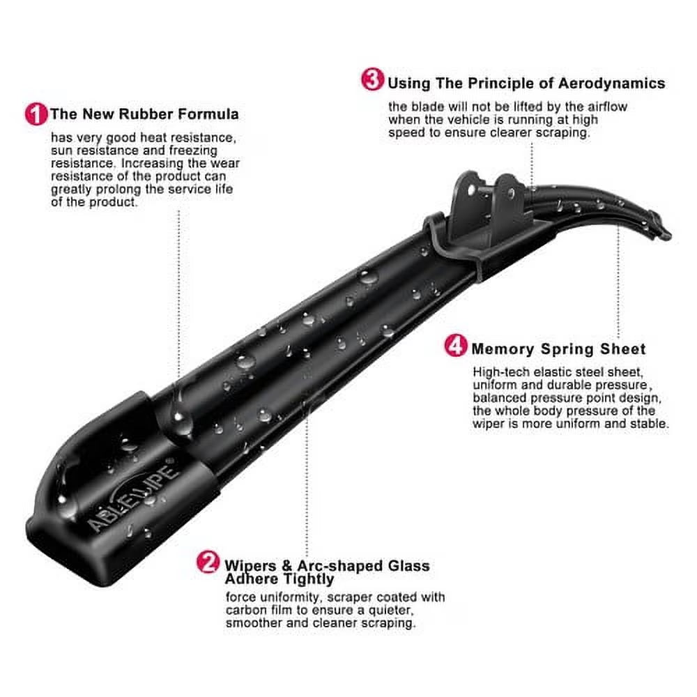26"+19" Quality All Season Beam Windshield Wiper Blades (Set of 2)